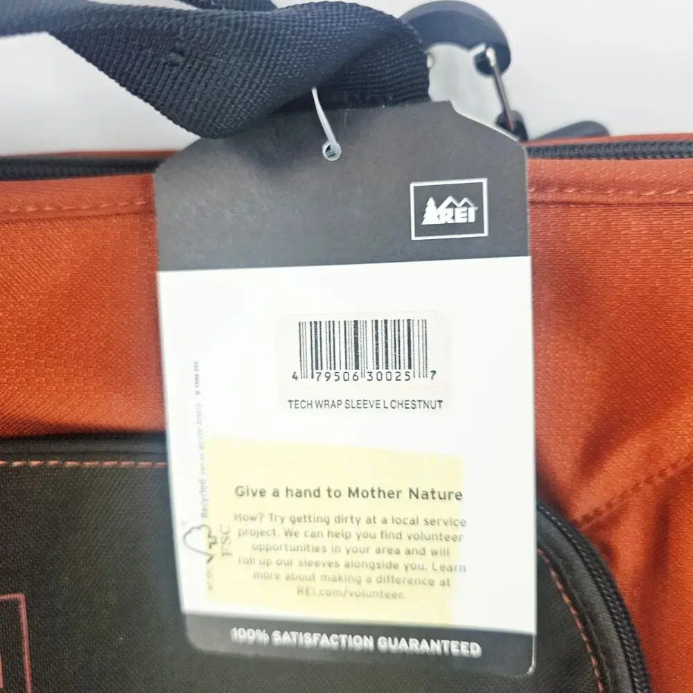 REI Tech Wrap Sleeve L Laptop Travel Case Chestnut Orange 18x13 Multi Zip Pocket